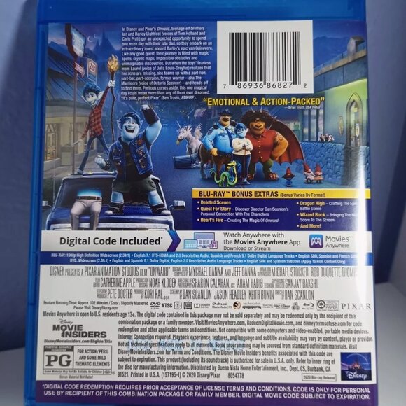 Disney/Pixar Movie Onward 3 Disc Set Blu-Ray + DVD + Digital Code - Picture 2 of 2